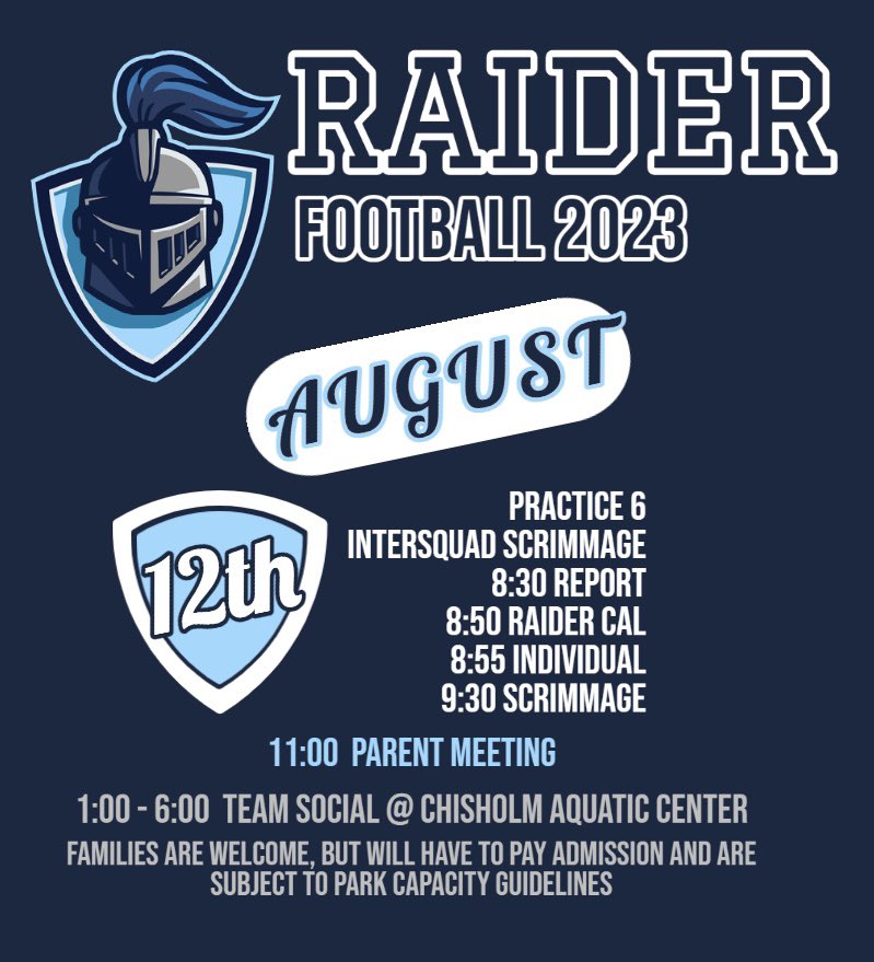 LDBellFootball's tweet photo. Blue Raiders mark your calendar! Going to be an awesome way to close out our 1st week of #FallCamp23 #TheRaiderWay https://t.co/Vbj3G9OfXB