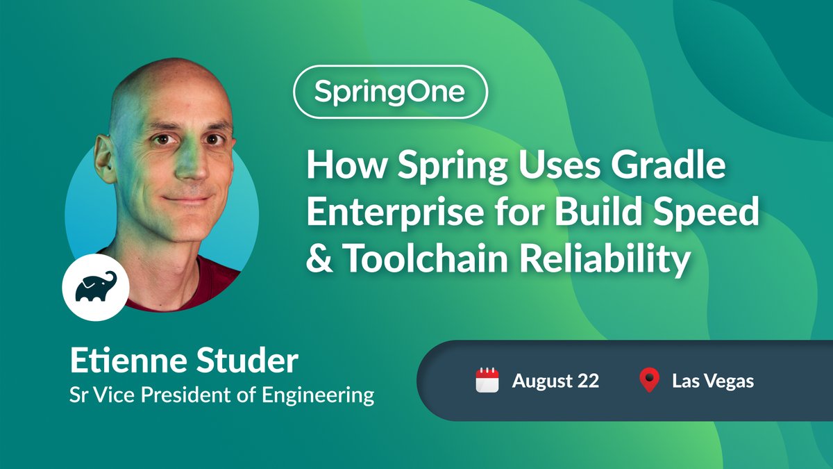 Headed to #SpringOne? Come see @etiennestuder, our SVP of Engineering, share How Spring Uses #GradleEnterprise for Build Speed and Toolchain Reliability on August 22nd in Las Vegas! 🎲♠️ springone.io/sessions/how-s…