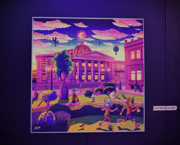 museomacslp's tweet photo. Déjate fascinar por las increíbles ilustraciones de Gustavo Orozco en su obra LOFI-SLP 💜💛

Puedes visitarnos de martes a sábado de 10:00 a 18:00 horas y domingos de 10:00 a 14:00 horas.

#MACSanLuis #EnelMAC #MACVibes https://t.co/c2T57in0ne