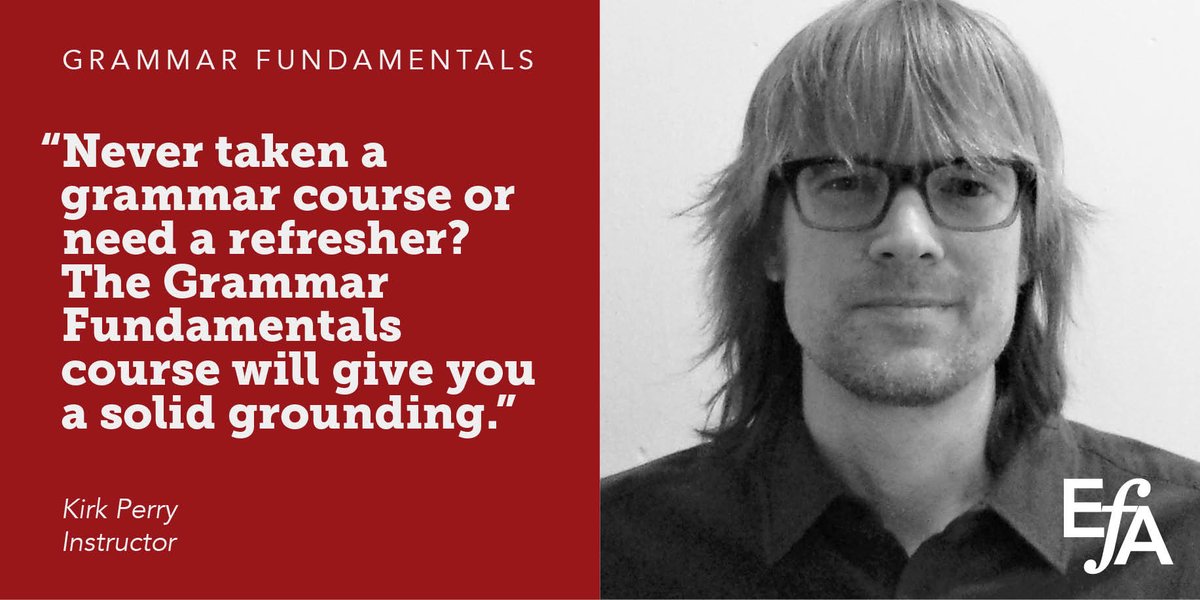 Do you approach grammar on instinct? Need a refresher? The self-paced 'Grammar Fundamentals' with Kirk Perry is for you! Gain clarity on your editorial choices and how to explain them to your clients. Register now for immediate access! 😀 the-efa.online/grammar