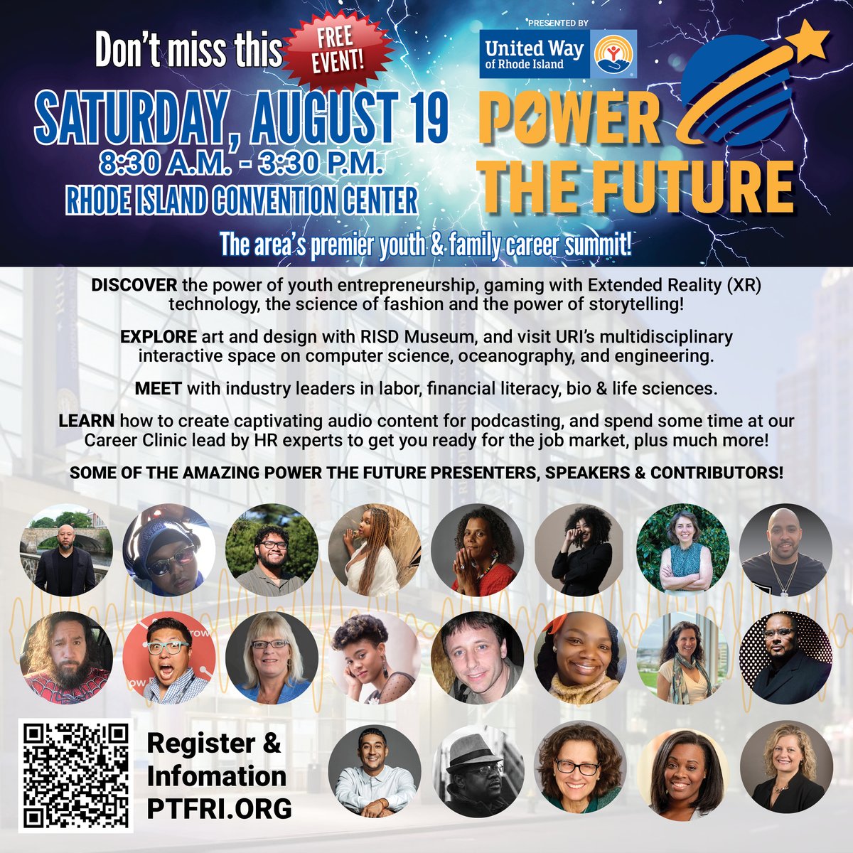 United Way of Rhode Island (@liveunitedri) on Twitter photo We're thrilled to unveil the incredible lineup of speakers and presenters who will be igniting the stage at Power The Future! It’s all happening on Saturday, Aug. 19, from 8:30 a.m. - 3:30 p.m. at <a href="/RIConvention/">Rhode Island Convention Center</a>.
Learn more and register at ptfri.org.
#LiveUnitedRI We're thrilled to unveil the incredible lineup of speakers and presenters who will be igniting the stage at Power The Future! It’s all happening on Saturday, Aug. 19, from 8:30 a.m. - 3:30 p.m. at <a href="/RIConvention/">Rhode Island Convention Center</a>.
Learn more and register at ptfri.org.
#LiveUnitedRI