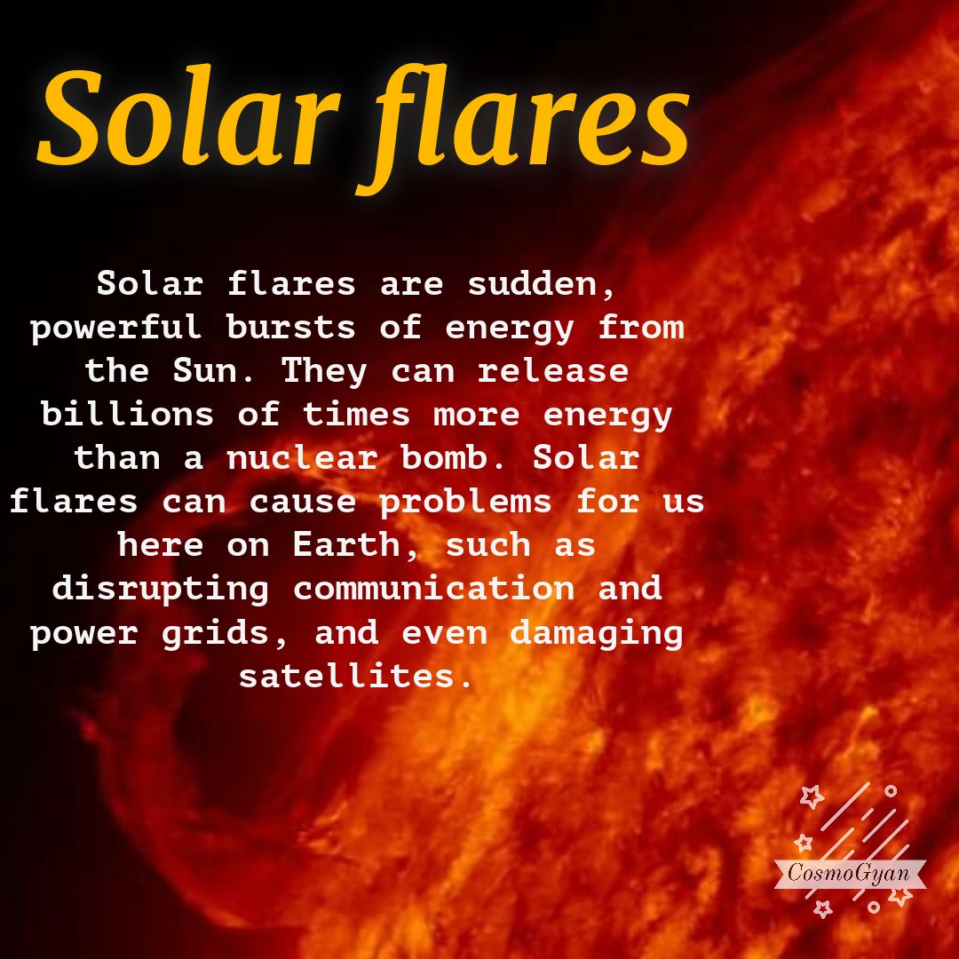 cosmo_gyan's tweet photo. Dazzling cosmic pyrotechnics! Solar flares, captivating bursts of energy from our Sun, remind us of its dynamic power and its influence on space weather. 🌞🔥 #SolarFlares #CosmicFireworks #SolarPower https://t.co/pR5STLCaar