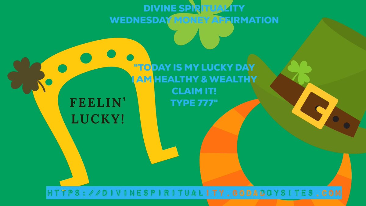Hello Spiritual Souls✨
Say this Wednesday Money Affirmation to attract money into your life! 
#DIVINESPIRITUALITY#WednesdayAffirmation#MONEYAFFIRMATION#ATTRACTMONEY#LUCKY777#SPIRITUALTIPS#MAGICALTIP#MONEY777#ATTRACTGOODLUCK
