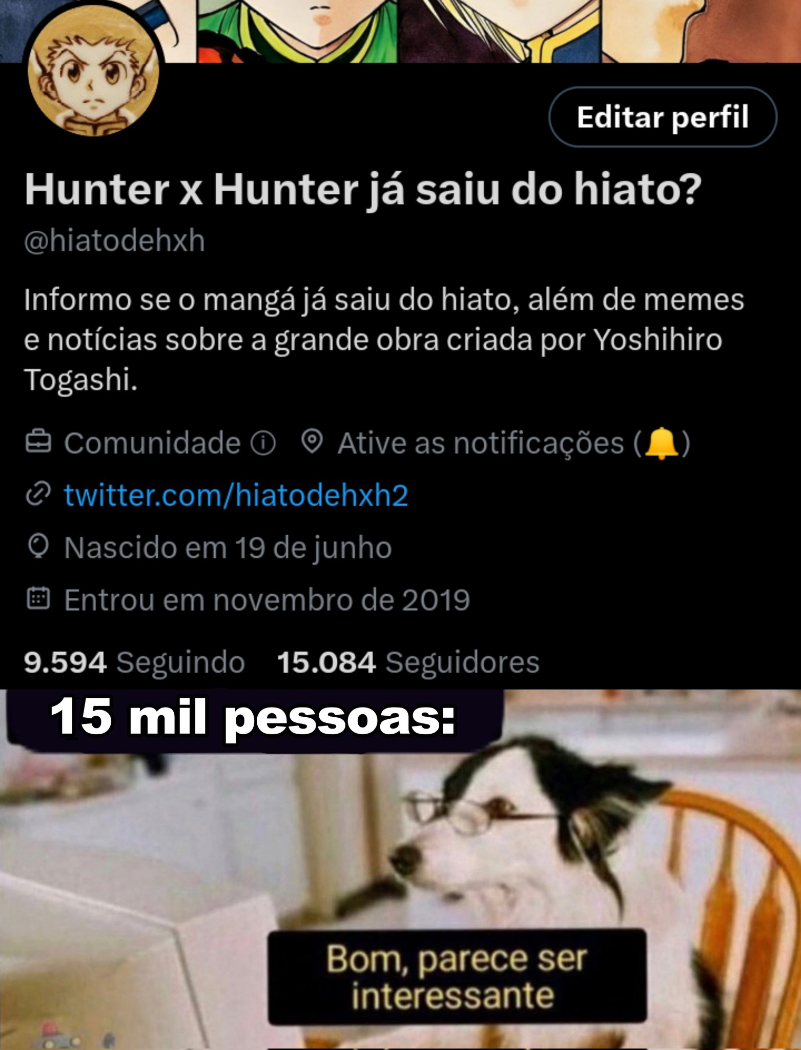 Hunter x Hunter já saiu do hiato? on X: Com a confirmação de que