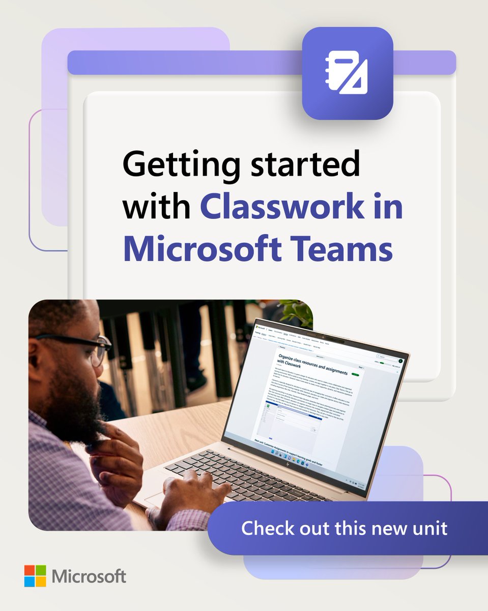 MicrosoftEDU's tweet image. ICYMI: Classwork in #MicrosoftTeams is a one-stop shop for managing your curriculum, organizing class resources, and more. 📚

This unit will teach you how to use this new feature – just in time for #BackToSchool! msft.it/60119yF9S

#MicrosoftEDU