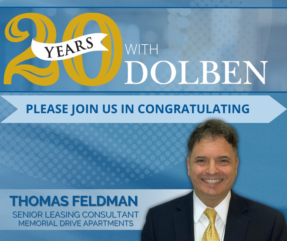 DolbenCompany's tweet photo. Celebrating 20 incredible years with Dolben! Cheers to Tom Feldman for his outstanding contributions. Your dedication and expertise have truly made a difference. Here's to many more years of success! https://t.co/8ZYv3wiaoI