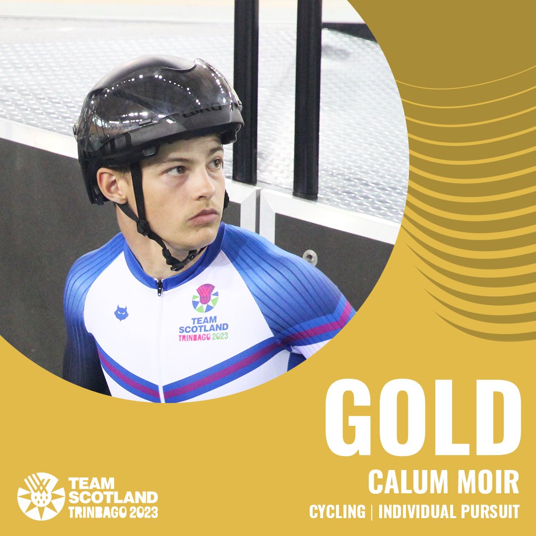 GOLD! Calum Moir produces an incredible finish to take gold in the Individual Pursuit! 🏴󠁧󠁢󠁳󠁣󠁴󠁿🥇 #Trinbago2023 #CommonwealthYouthGames