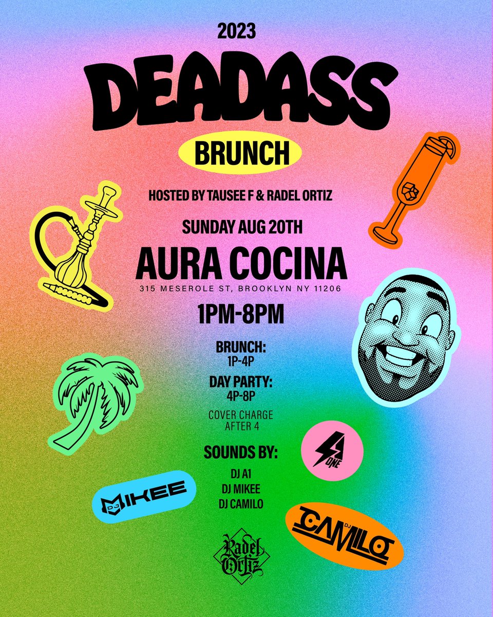 Been doing events occasionally for 6 years now and I still have no idea how to promote em, lmao so pull up and brunch and have fun and get drunk and eat food and make a friend and meet a girl/guy, or whatever you into these days. 

No ticket or rsvp required