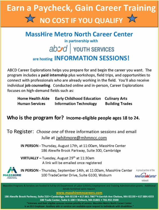 RevereWorks's tweet photo. 🚨Attention @Revere311 young adults! Check out these information sessions to learn about paid internship opportunities 🦺🧑‍🍳🖥️ https://t.co/6T4yUq1z6C
