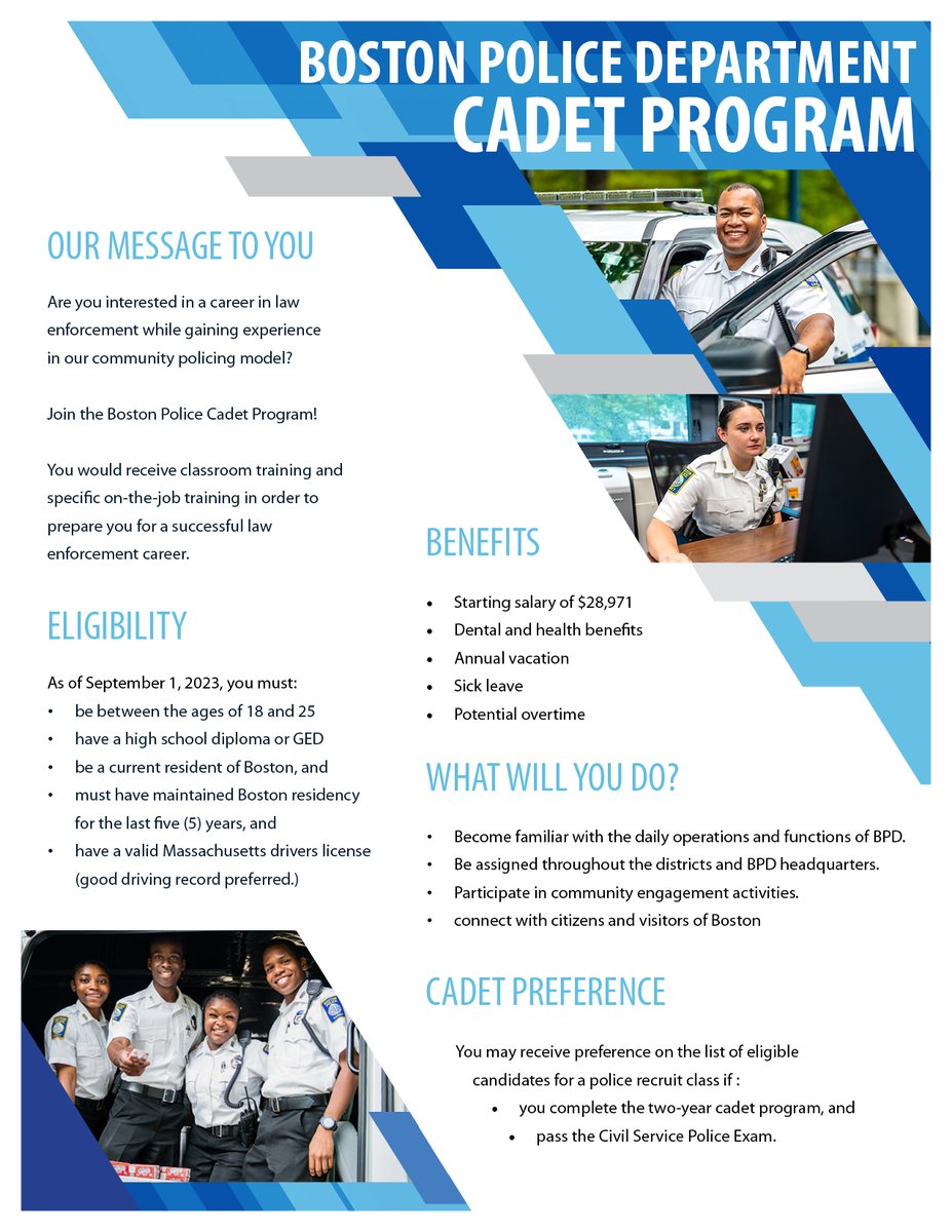 bostonpolice's tweet photo. We Are Hiring: Boston Police Cadet Program https://t.co/8D8dJTUCPc #Uncategorized https://t.co/mHaHYNQPnD
