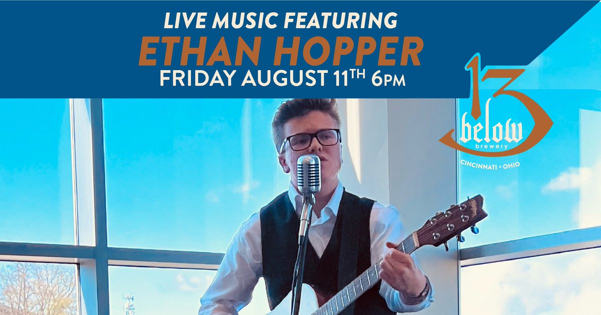 Join 13 Below Brewery for a night of live music by Ethan Hopper. Ethan is a singer/songwriter from Indiana. Ethan will be playing outside on our patio, weather permitting. the Incline Smoke Shack will be serving up everyone's favorite BBQ!