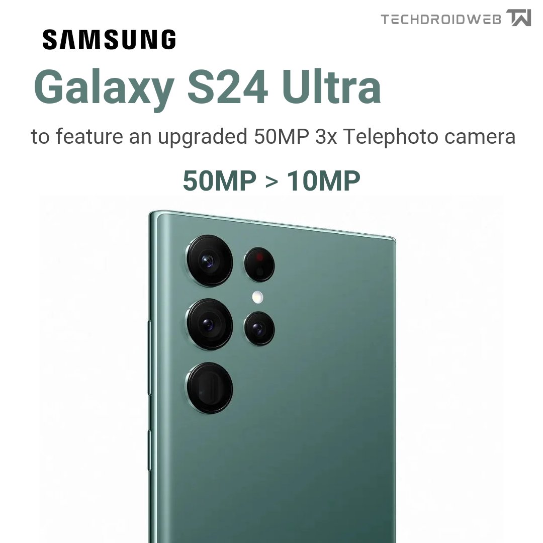 techdroid_web's tweet image. #TechNews: Samsung Galaxy S24 Ultra to come with upgraded telephoto camera
#Samsung #GalaxyS24Ultra #techdroidweb #SamsungGalaxyS24Ultra