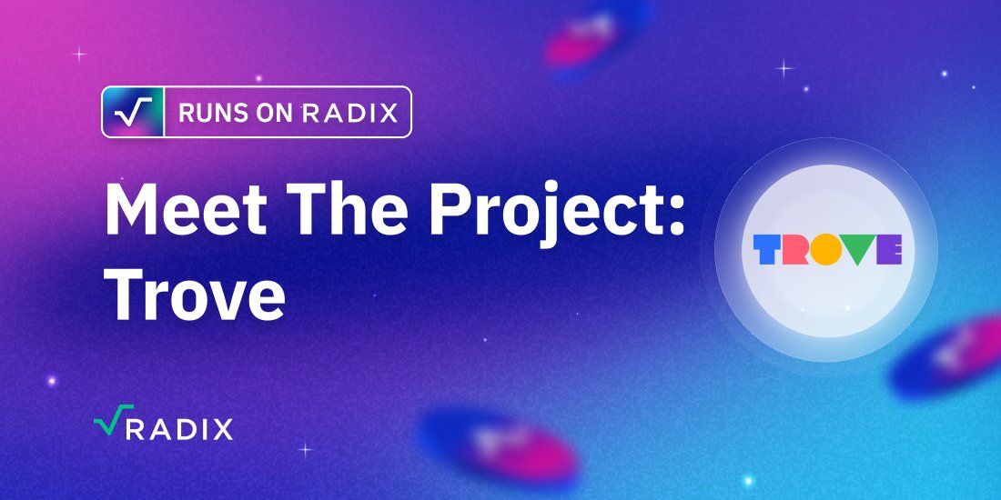 #RunsOnRadix Q&amp;A: Trove

<a href="/TroveEco/">TROVE</a> offers an effortless &amp; secure medium to manage swaps of a variety of digital assets, be it a singular NFT, a bundle of NFTs for XRD, or even an intricate mix of NFTs &amp; various tokens 👾

Here's what you need to know 👇

radixdlt.com/blog/runs-on-r…