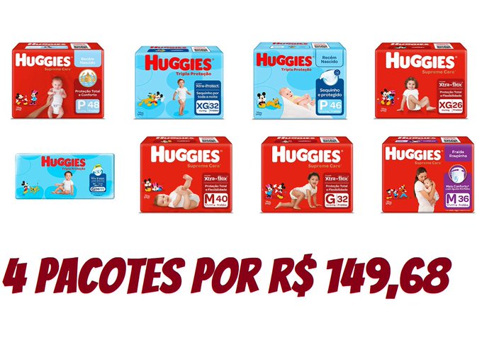 4 Pacotes de fralda do link saindo 37,42(cada pacote)