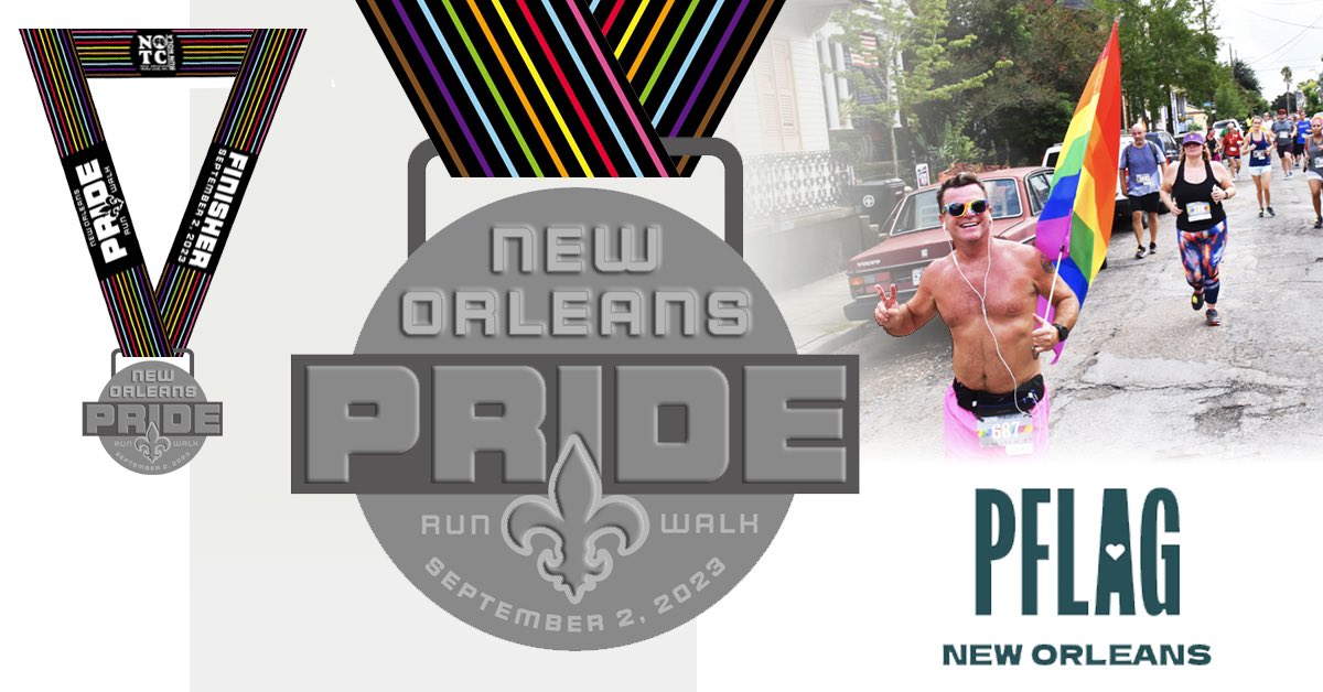 runNOTC's tweet image. MEDAL REVEALED! 🥇 Registration rates for the New Orleans Pride Run &amp;amp; Walk increase at midnight tonight! Each pre-registered participant is guaranteed a commemorative race shirt, finisher medal, and more. Sign up now and SAVE: runsignup.com/NOLAPrideRun #runNOLA #priderun2023 #5k
