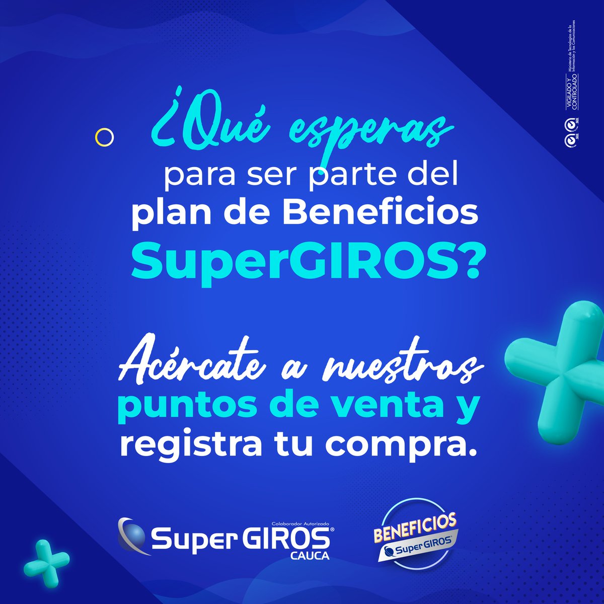 SuperGIROSCauca's tweet photo. 😉 ¿Qué esperas para ser parte del plan de Beneficios SuperGIROS 💙?  Acércate  al punto SuperGIROS más cercano. #BeneficiosSuperGIROS
#PlanDeBeneficios
#SuperGIROS https://t.co/gsP23bdGyS