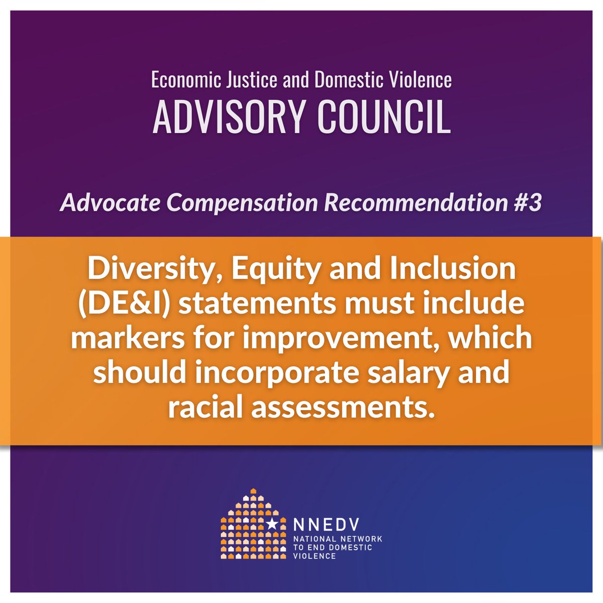 nnedv's tweet photo. Positions of power in the domestic violence movement are often held by white women, and lack of diversity is a deserved criticism. More in the NEW Economic Justice and Domestic Violence Advisory Council advocate compensation recommendations: https://t.co/RIADLktc2D https://t.co/HGh81O0xdh