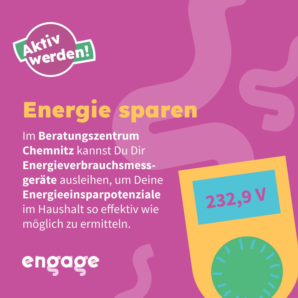 Beratungszentrum Chemnitz – Hier kannst Du aktiv werden!💪
Online & Präsenzveranstaltungen zu Erneuerbaren Energien, Beratung zu Themen wie Stromanbieterwechsel, stationäre Energieberatung & Verleih von Messgeräten.

🌐 Sieh selbst einmal vorbei: verbraucherzentrale-sachsen.de/beratungsangeb…