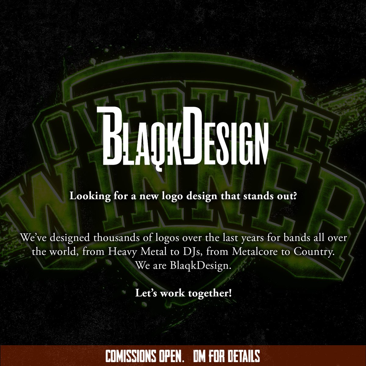 🔥 Logo Design for Overtime Winner from Denver, CO 🎸
🎤 Pop-punk vibes and fresh tunes! 2000+ bands worldwide trust me with their logos!

Ready to win overtime with a logo that captures your band's essence? 🌟 DM me for details🚀

#poppunk #punkrock #OvertimeWinner #DenverMusic