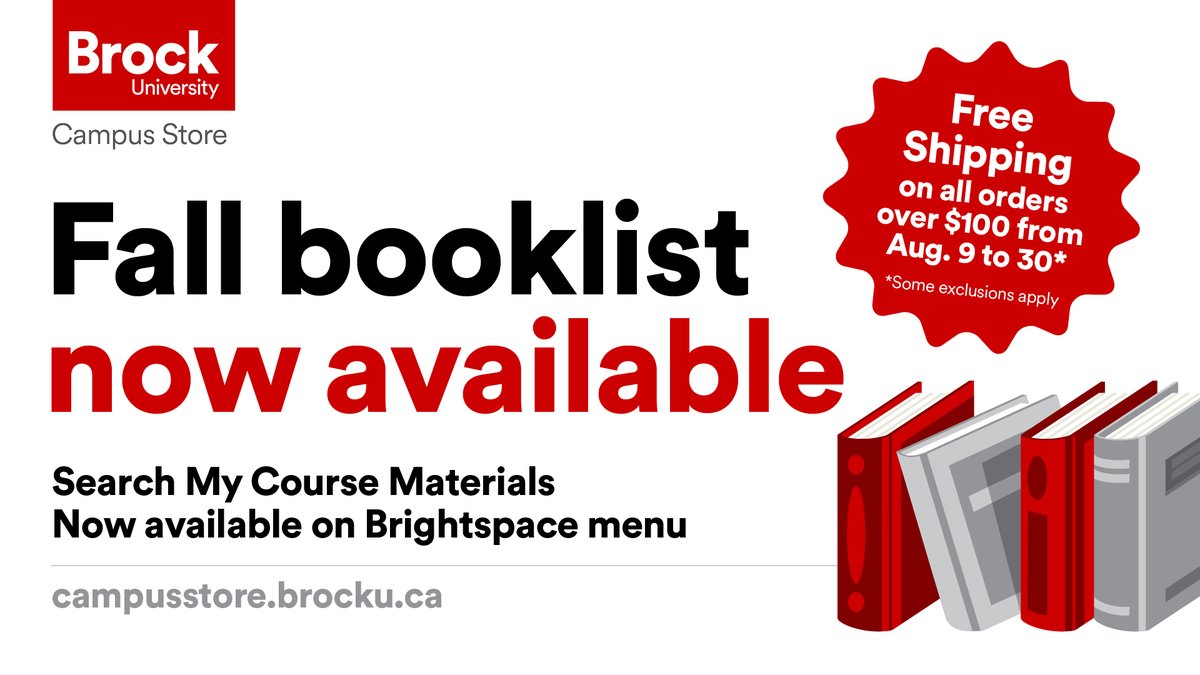 📖 The Fall Booklist is live! 🎉

Course Materials are available for purchase online only.

Link in bio.

#ShopBrock #BrockU
