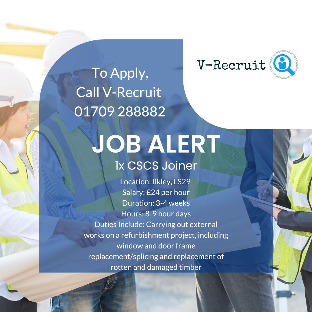 #jobalert #vacancy #CSCSjoiner #CSCSwork #Sitejobs #sitework #Ilkleyjobs #westyorkshirejobs #joinerywork #joineryjobs #joiners #bradfordjobs