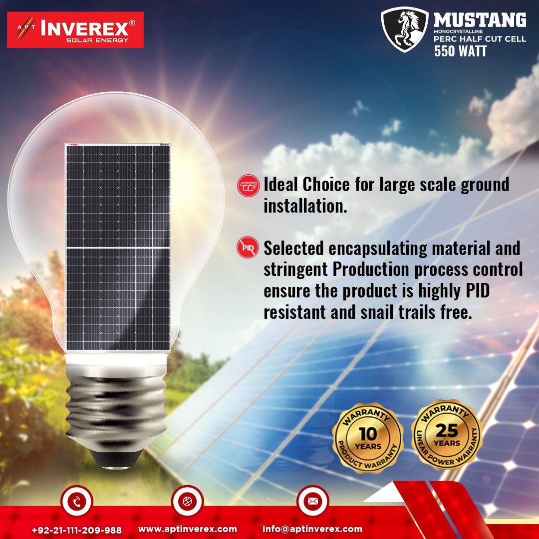 Power up your future with clean and efficient energy Inverex Solar Energy's cutting-edge Mustang 550 Watt Solar Panels – the key to unlocking large-scale energy production while making a positive impact on our environment. #Inverex #Solarenergy #Solarpanels