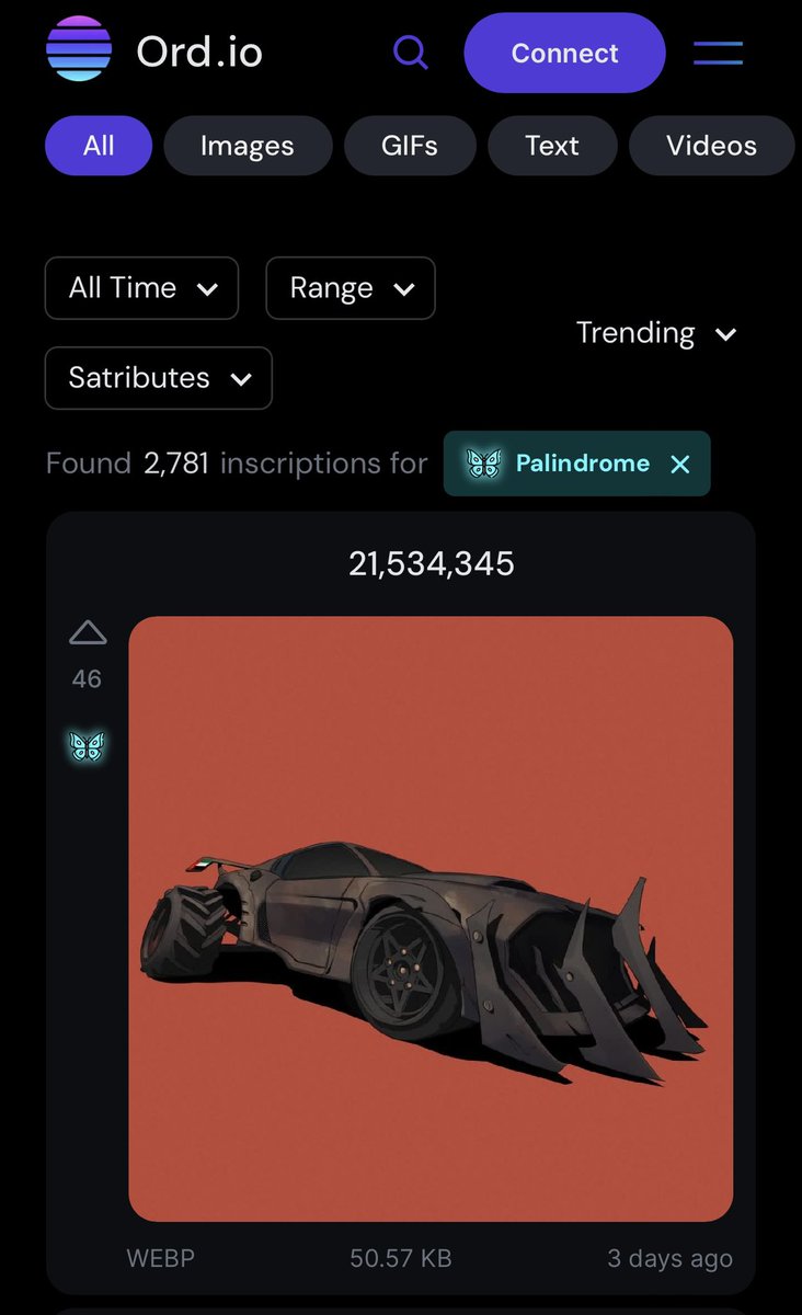 Yousefchart's tweet photo. هذا للحين متصدر ال palindrome 😂 لعدة ايام متتالية في @ord_io 
اطلع على هذه السيارة الجميلة واذا تقدر صوت لها 🇦🇪🦋

https://t.co/tN0AmmtwF2 https://t.co/SmRYhrqkyZ