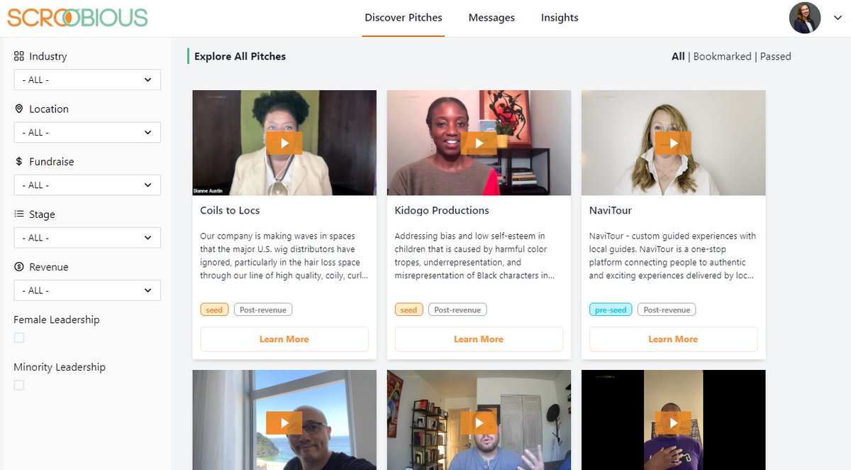 Investors can discover founders on our discovery portal, not only by viewing their pitch decks, but also through their pitch videos! To meet new and diverse groups of founders, investors can sign up here: buff.ly/3EvyFyw.