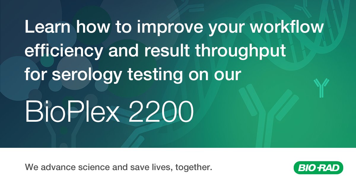We are excited to be at AMLI on Aug. 11-14!  Stop by our booth to learn how to improve your workflow efficiency and result throughput for serology testing on our BioPlex 2200 – ow.ly/vef350PjZb6

#2023AMLI #BioPlex #serology
