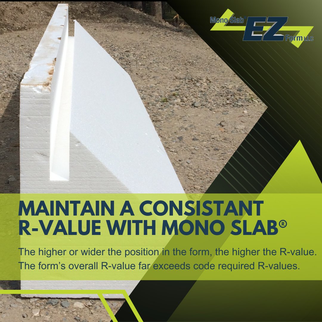 monoslabezform's tweet image. Mono Slab® EZ Form retains its insulation efficiency over time, delivering unmatched performance for your projects. With a unique triangular shape, higher or wider placements mean higher R-values, ensuring optimal thermal performance! #MonoSlab #Construction #Insulation #RValue