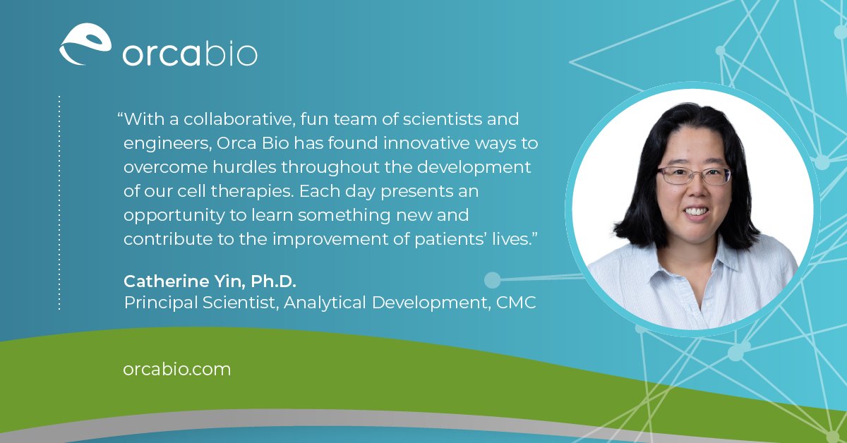OrcaBio's tweet photo. Meet Catherine Yin, this month's #EmployeeSpotlight & a Principal Scientist on our CMC team. Catherine supports the analytical development of our high-precision #celltherapy programs & has has been part of #TeamOrcaBio since the company was founded.
Hear what motivates her: https://t.co/oZJbduwzni