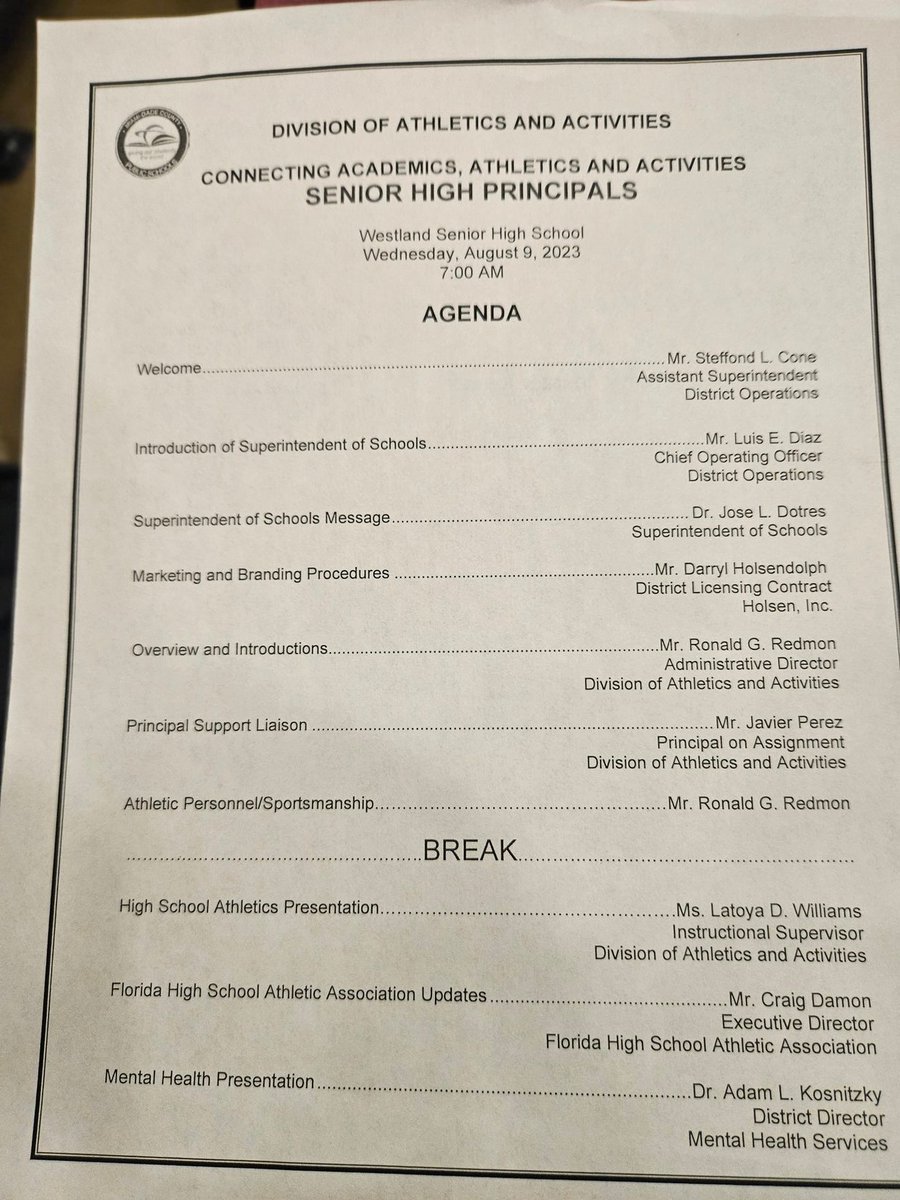 Thank Dr. Jose Dotres and Miami-Dade County Public Schools for allowing me to participate in your welcome back event. It was great engaging with the principals and athletic directors today.