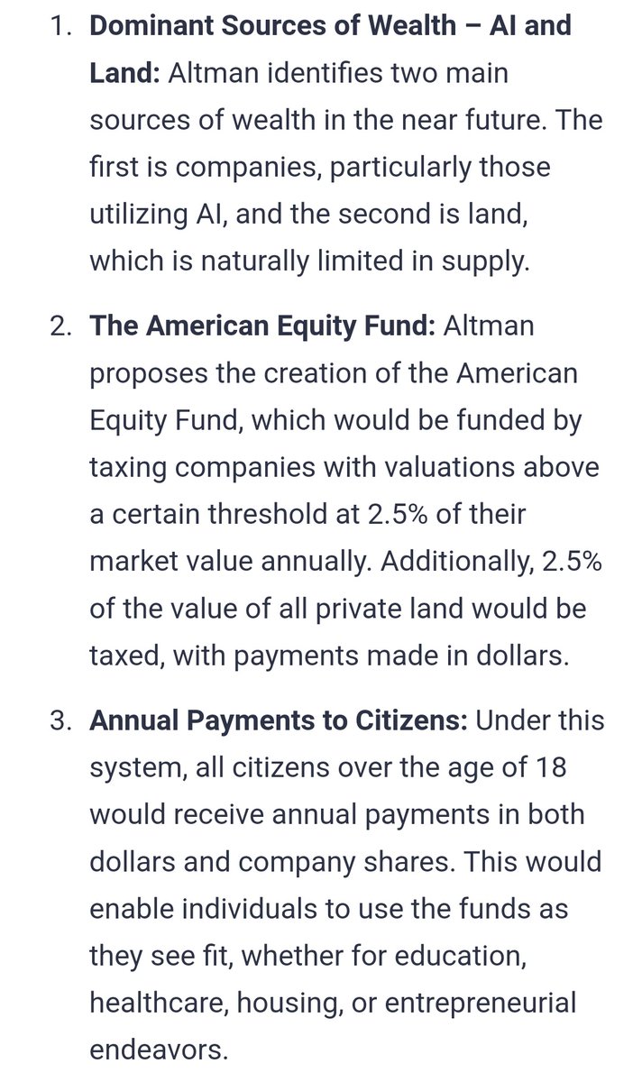 Scott Santens (@scottsantens) on Twitter photo In case you missed it, <a href="/sama/">Sam Altman</a> ran a large universal basic income experiment with results coming next year, at which point he will likely begin pressing harder on getting #UBI going, with his preference being dividends from a sovereign wealth fund + LVT.
mpost.io/openai-sponsor… In case you missed it, <a href="/sama/">Sam Altman</a> ran a large universal basic income experiment with results coming next year, at which point he will likely begin pressing harder on getting #UBI going, with his preference being dividends from a sovereign wealth fund + LVT.
mpost.io/openai-sponsor…