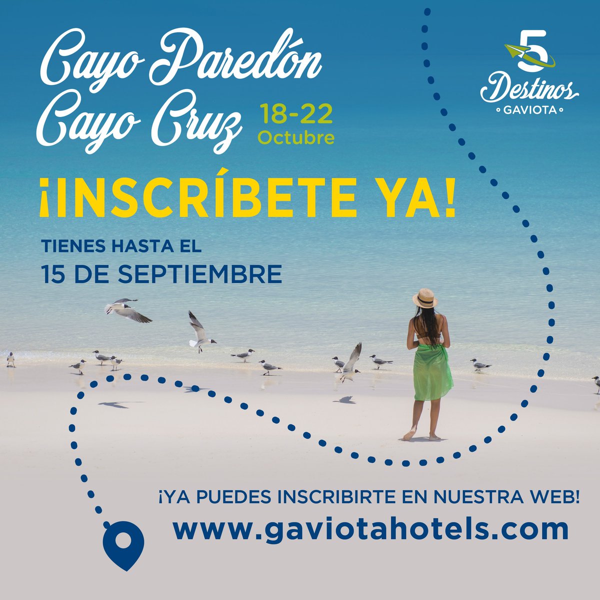 GaviotaTurismo's tweet photo. Recuerda  que las inscripciones para participar en la V Bolsa Turística Destinos  Gaviota estarán disponibles hasta el 15 de septiembre de 2023 en nuestra  web👉https://t.co/SxhYThfqbi
Excelente oportunidad para conocer nuevos destinos y novedades de #GaviotaGrupo. https://t.co/TmSaZS7TEr