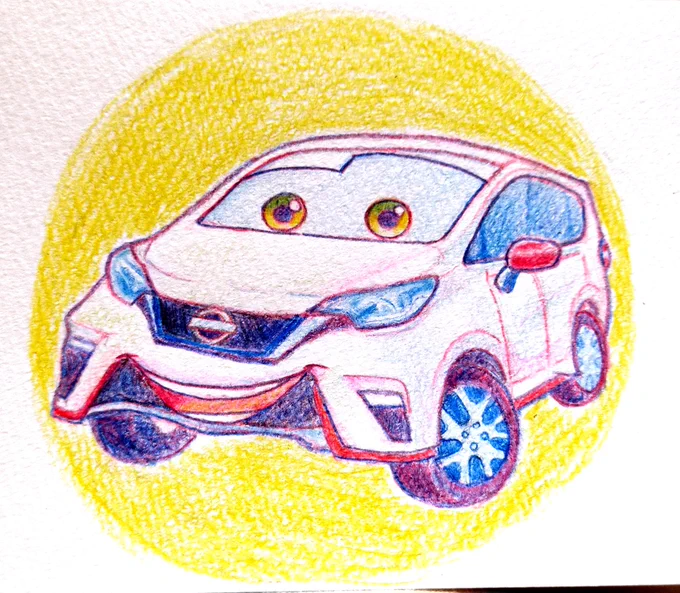 職場の仲間にプレゼントしたイラスト 愛車のnoteくんとカーズをコラボレーションしたよ! 喜んで貰えて嬉しかった!