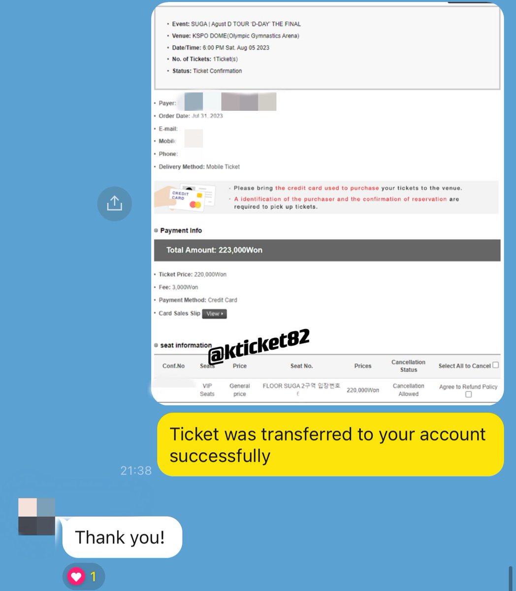kticket82's tweet photo. 슈가 콘서트 티켓 성공 내역 (5)
Agust D SUGA Concert ticket success

#kticket82성공내역 #kticket82record https://t.co/SSRupipp8n