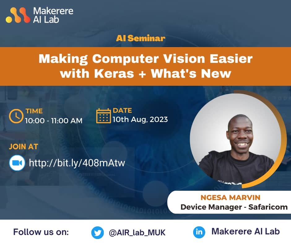 Ngesa254's tweet photo. 💻 🌺 🧪 I'll be doing a workshop w/@AIR_lab_MUK on how #Keras makes Computer Vision easier. I'll discuss Keras Core as well + the latest updates on the same...

🖼️ 💡If you're looking for a powerful &amp; flexible computer vision API, join us

🚀 
#KerasCV
#KerasDay
#ML #MLBytes https://t.co/lXo7OZjtP5