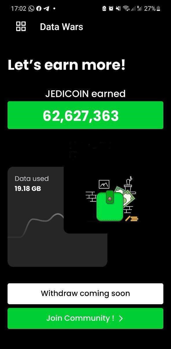 JEDICoinMaster's tweet photo. Earn Money surfing the web with your mobile Data 💰

That's the utility of our meme coin through Data Wars app 🤖

Link to download in comment section 💌 https://t.co/VQy3a0vARs