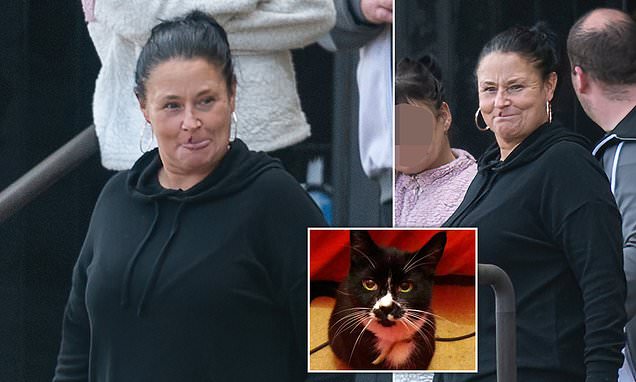 DailyMailUK's tweet photo. Callous grandmother, 49, who dumped her kitten in neighbour's wheelie bin before trying to stone screaming pet to death with a brick grins as she walks free from court https://t.co/zSUgxZq6ja https://t.co/cfPvNx9gYk