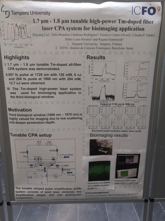 Check out the first results of the imaging experiments using Amplitudes Tm-doped laser with extended tunability range covering the 1700-1900nm. 
Presented today at the Markus Pessa International Summer School summer school in Tampere, Finland.  
#H2020 #Photonics21