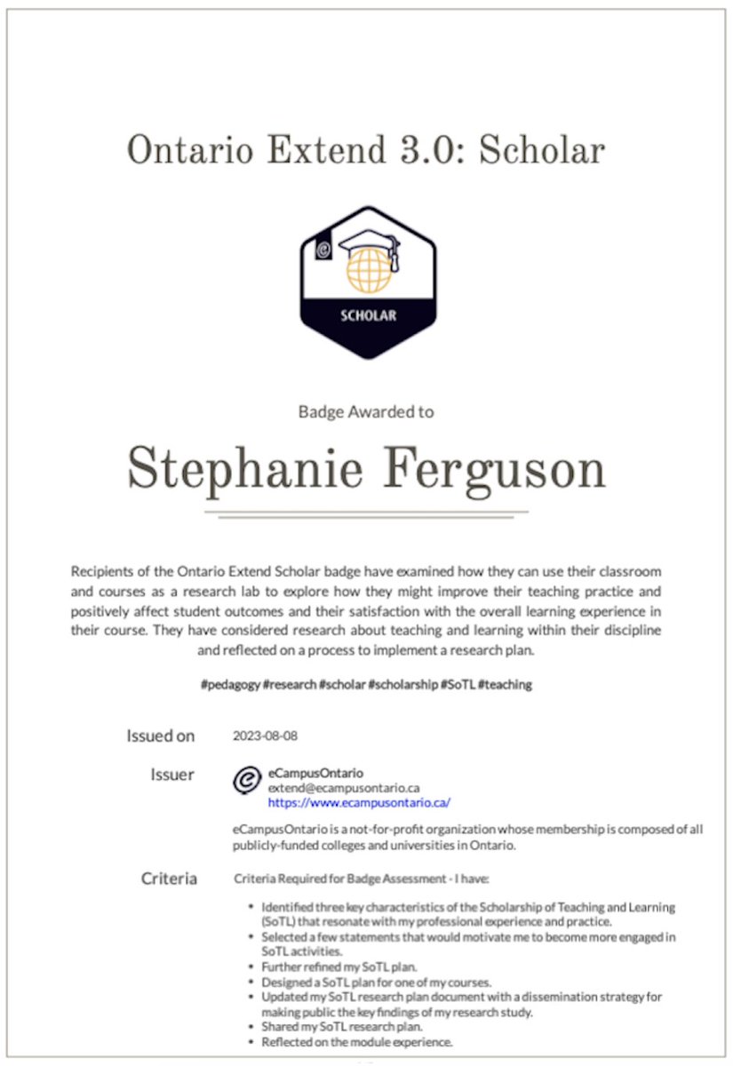 Finished up my @ontarioextend  work at the end of July and was thrilled to receive my last two badges yesterday! Can't wait to receive my Empowered Educator micro-credential. #Curator #Scholar

Thank you, <a href="/eCampusOntario/">eCampusOntario</a>  and Simon Moll. 🎉