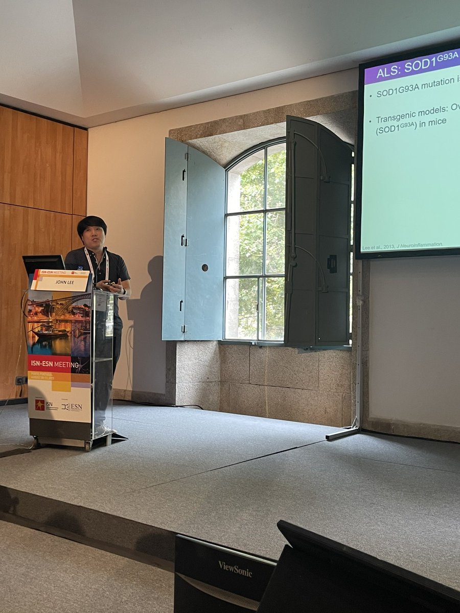 Dr John Lee <a href="/JohnDGLee/">John Lee</a> <a href="/neurocomplement/">NeuroComplement_Lab</a>  is presenting his work on the yin and yang of the complement C3a and C5a in ALS <a href="/ISN_society/">International Society for Neurochemistry (ISN)</a> Porto