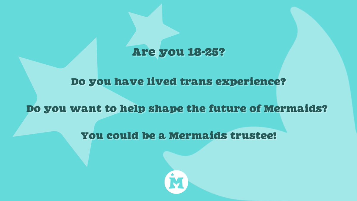 Mermaids_Gender's tweet image. Are you 18-25, with lived trans experience? Help shape the future of Mermaids and apply to be a Trustee: mermaidsuk.org.uk/recruitment-gr…