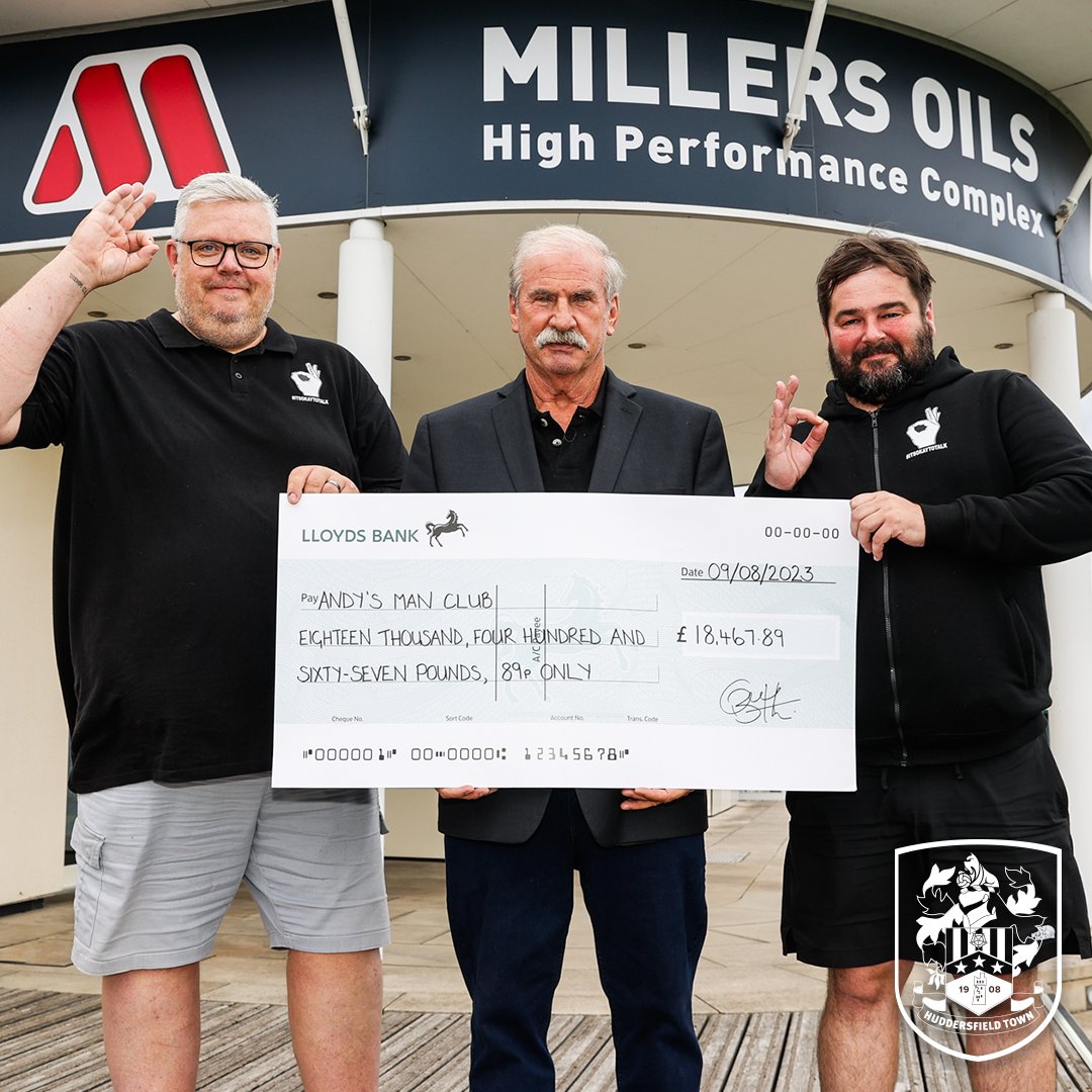 htafc's tweet photo. We are delighted to announce that Pedal For Pounds raised £7️⃣3️⃣,8️⃣7️⃣1️⃣.5️⃣7️⃣ in total, giving four amazing charities £1️⃣8️⃣,4️⃣6️⃣7️⃣.8️⃣9️⃣ each!
The funds will benefit @htafcfoundation, @ruddisretreat, @YorkshireAirAmb and @AndysManClubUK 💙
🗣️ Comments from Andy Booth ⤵️
#htafc