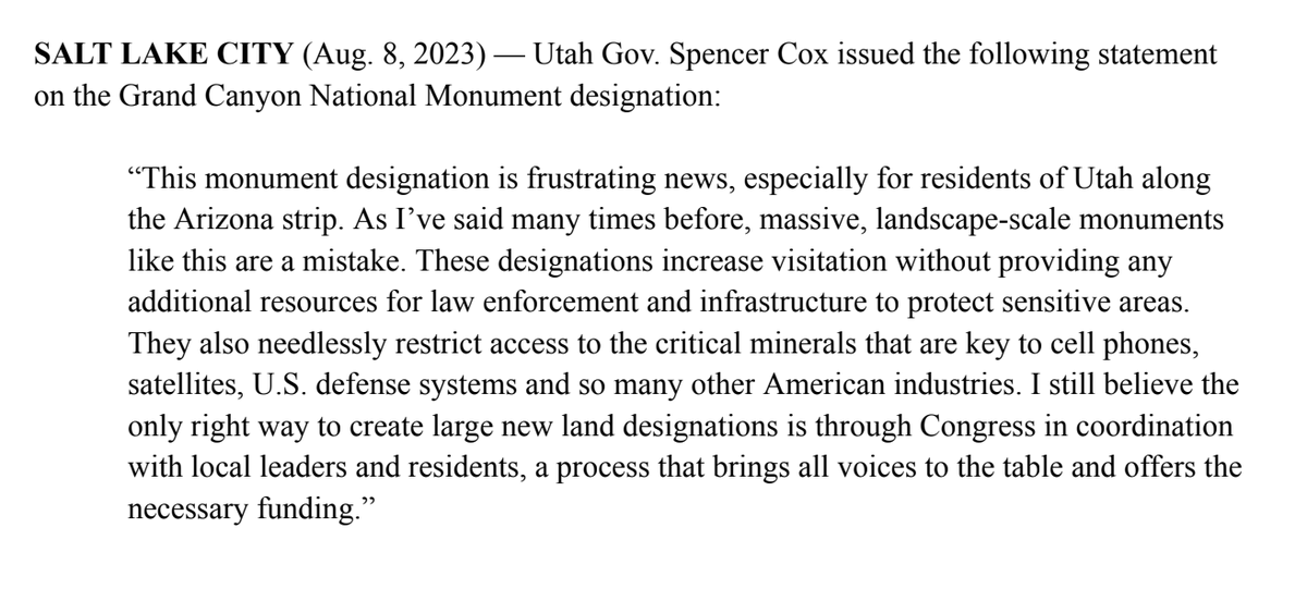 deserethunter's tweet photo. Biden is expected to arrive in Utah today, where elected officials have come out against his national monument designation in Arizona:
➡️ Gov. Spencer Cox https://t.co/PKdN48Zf9U
➡️ Sens. Mike Lee and Mitt Romney https://t.co/Jbaic6gSRm https://t.co/I0FTkfwQza