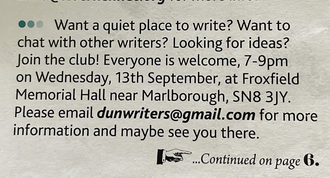 If your local to Hungerford, Newbury, Marlborough and everywhere in between, and would be interested in joining a new writing club please see details below. We start in just over a month! @PennyPostWB @HungerfordBooks @ILoveHungerford @whitehorsebooks @bertsbooks #Writing