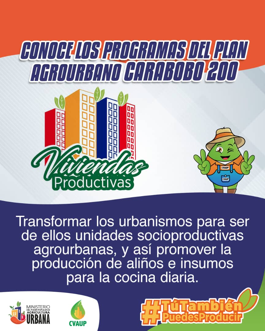 #NotiCVAUP
El Programa Viviendas Productiva te ofrece la oportunidad de participar en la Agricultura Urbana.
¡Tú También Puedes Producir! 
#14AñosDeAmorTricolor