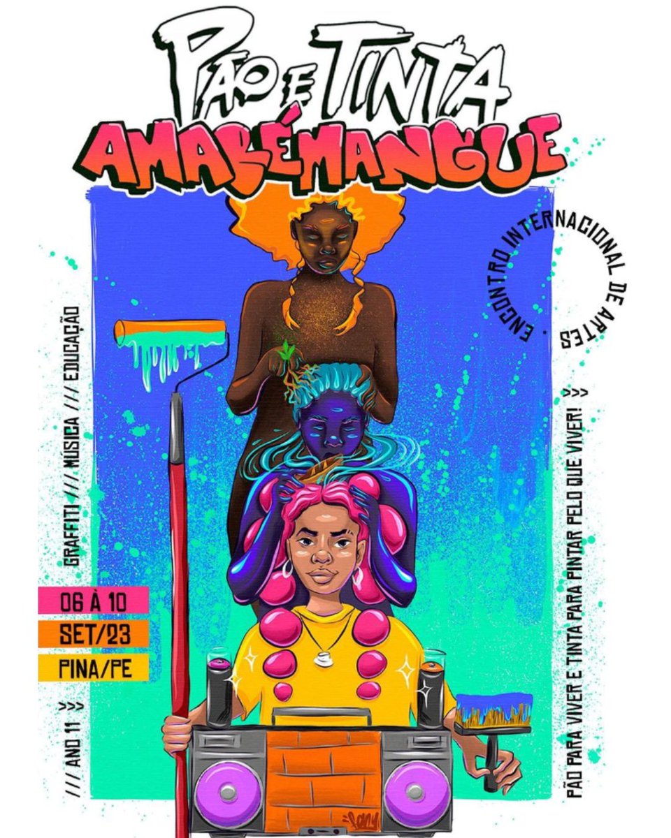 Galera de RECIFE!📢 Já estão sabendo da 11ª edição do Encontro Internacional de Artes? Dos dias 6 a 10 de setembro vai ter muito graffiti, música e arte na Comunidade do Bode, no Pina. Confere nas redes do <a href="/paoetinta_/">coletivopaoetinta</a> !