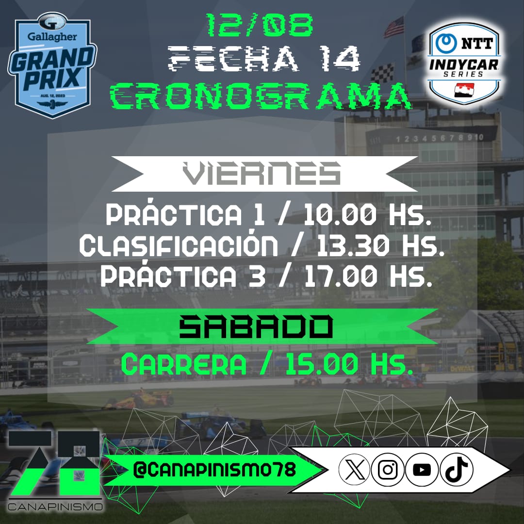 Cronograma y horarios para @IMS
🗓 

@IndyCar | #TheBrickyard 📍