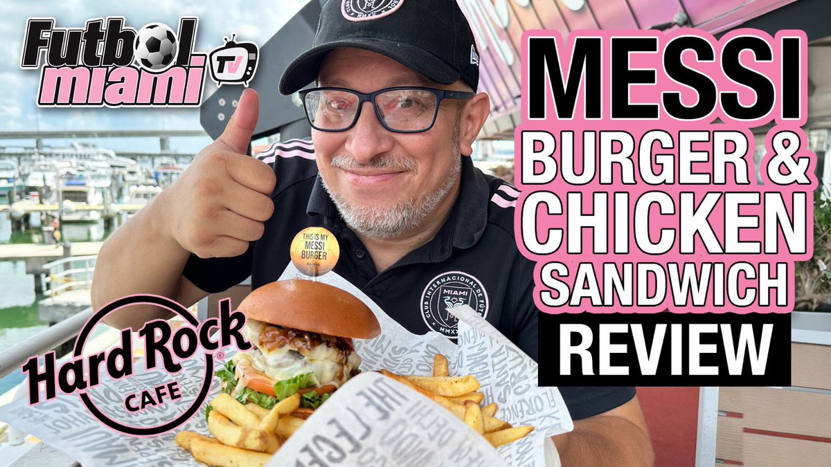 FutbolMiamiTV's tweet photo. A very #Messi𓃵 video!
Downtown @Pieter_Brown & @UncleEd69 review the #MessiBurger 🍔 & #MessiSandwich 🐓 🥪 at the @HardRock Bayside in #Miami
Get your #InterMiamiCF gear @Canes_Wear
Buy, sell your 🏠 with @Mia_Rodrigues17
Video:
https://t.co/jNyhlP08gh https://t.co/nKcxBAtam8